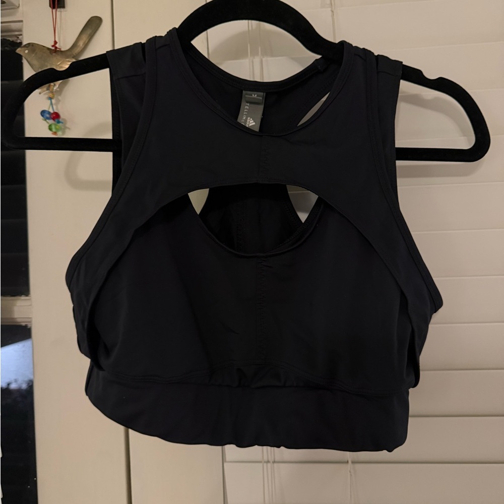 adidas by Stella McCartney Black High-Neck Cutout Sports Bra